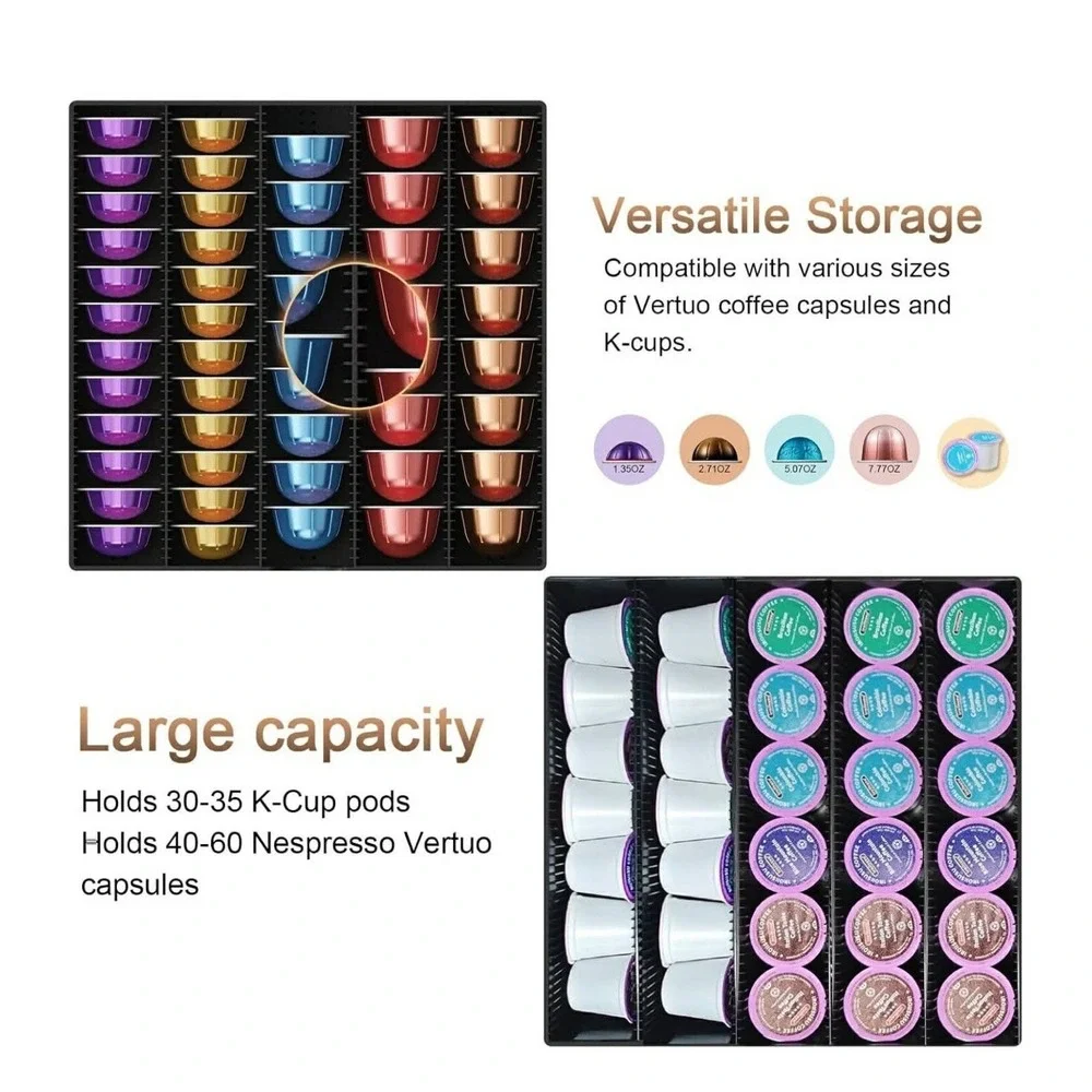 Coffee Pods Drawer Organizer Compatible With Nespresso Vertuo Pods Hold Up To 60